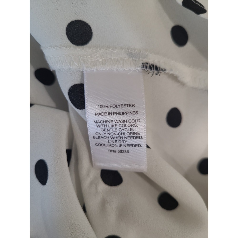 Express Portofino Blouse Women SZ XS sleeveless white blk. Polka dot button down - Picture 6 of 9